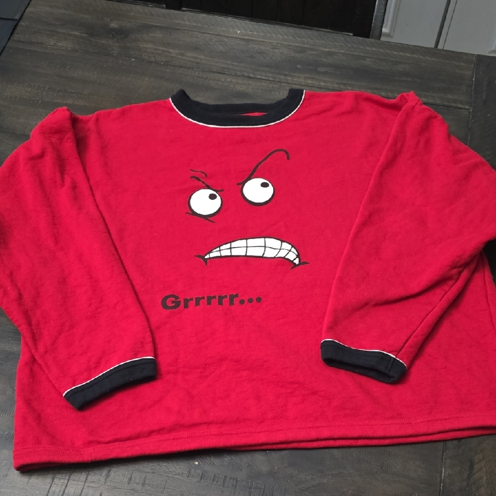 Vintage 90s Blanc Noir Grumpy Face Sweatshirt Small [Unisex]